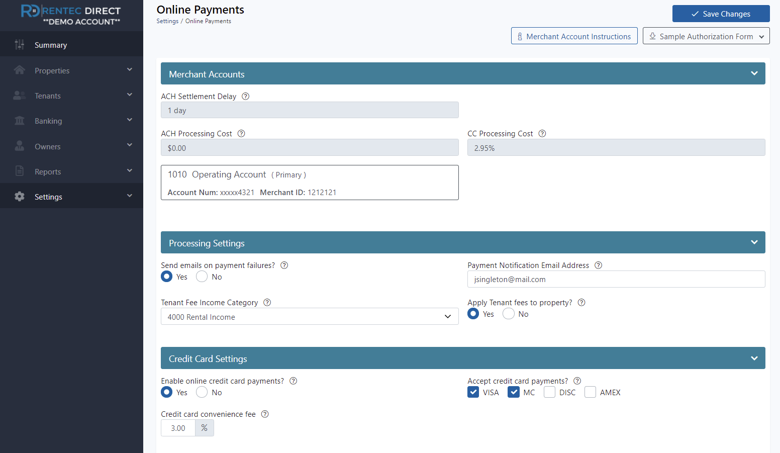 screenshot of Rentec Direct